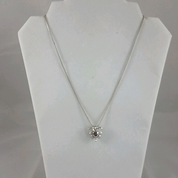 Sterling Silver Butterfly Cage Necklace - Picture 2 of 5